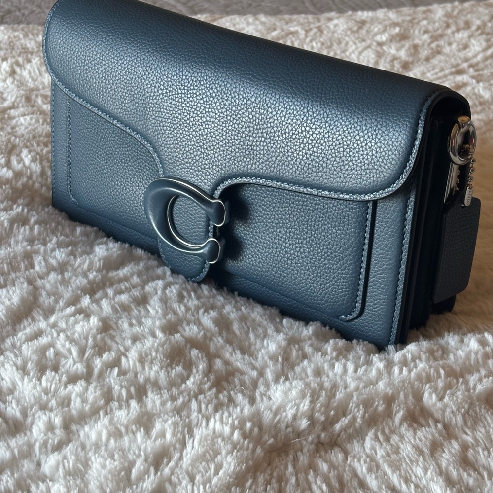 Coach Tabby 26 in Denim/Silver with Leather Wrapped “C”